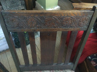 Arts & Crafts Wood Carved Oak Chair, c.1900