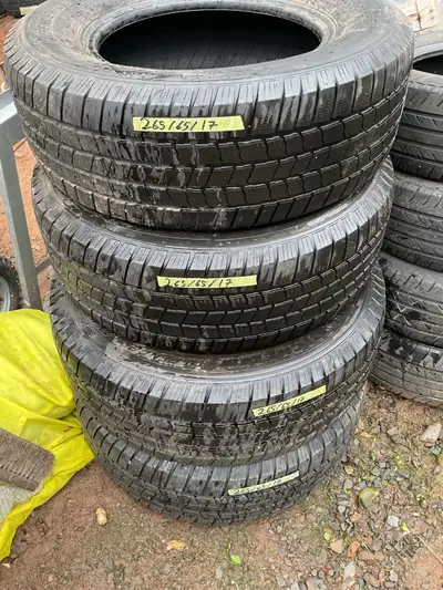I am selling a set of four used tires, size 265/65/17, perfect for your SUV or light truck. These ti...