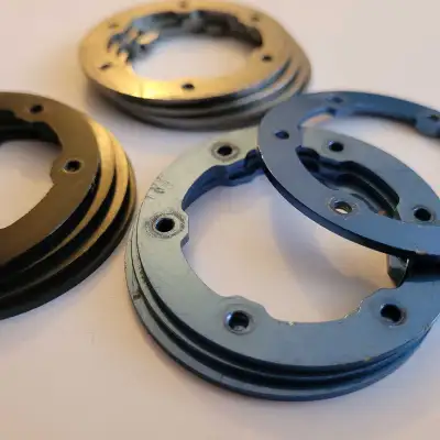 3 full sets (12 rings). Blue, gun metal and black. Made for Traxxas beadlock rings, looks great and...