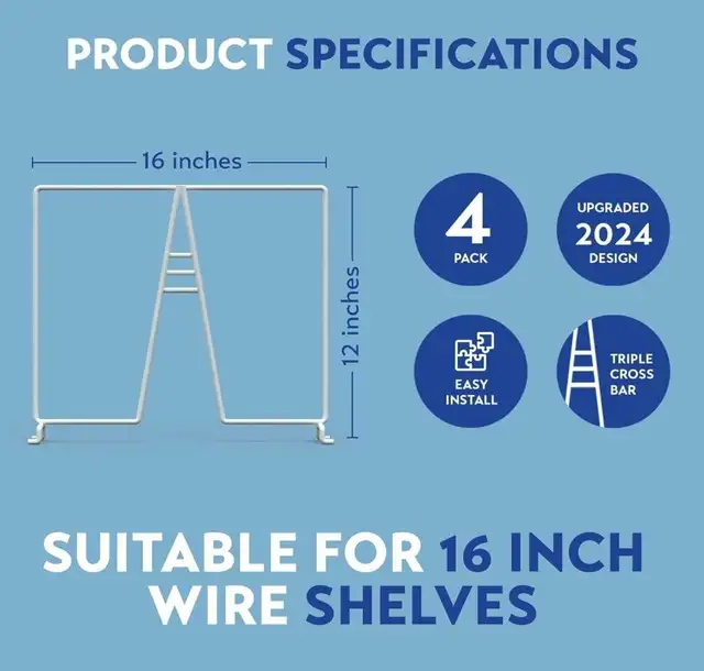 Tall White Wire Shelf Dividers Closet Organization 4 Pack in Storage & Organization in Oakville / Halton Region - Image 3