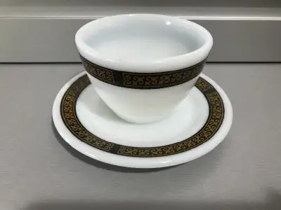 Vintage Pyrex Ebony Pattern Bowl & Saucer, View more