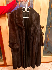 Womens black mink fur coat