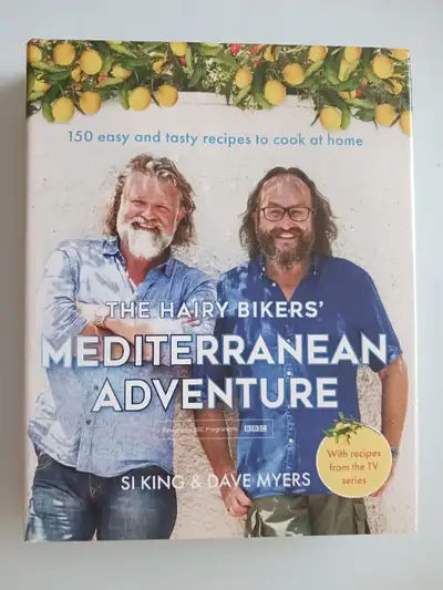 For sale the book The Hairy Bikers Mediterranean Adventure-150 Recipes Cookbook-Dave Myers/Si King p...