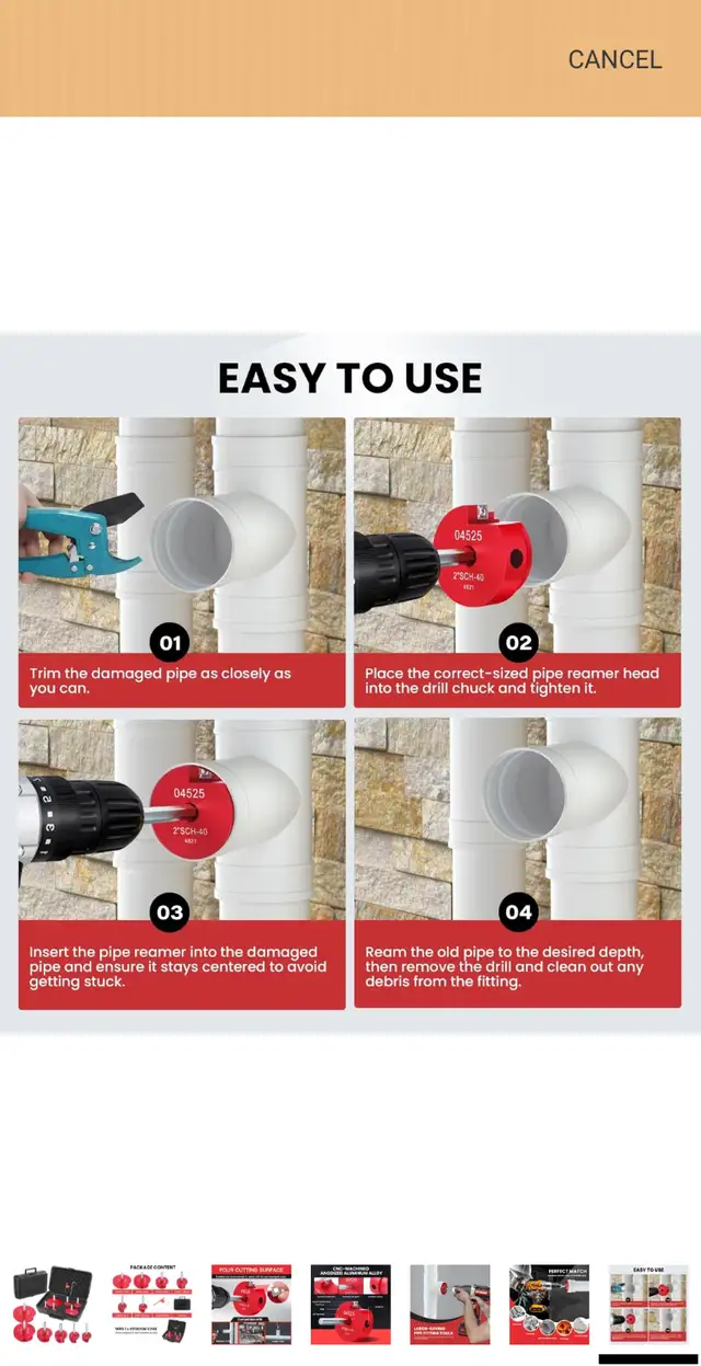 PVC Pipe Reamer Kit - ¾" - 4" 5pc Kit in Hand Tools in City of Toronto - Image 9