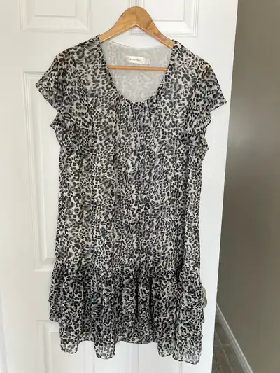 New MeierMei Leopard Print Tiered Ruffle Dress, View more
