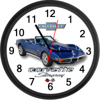 1972 Chevrolet Corvette Convertible (Targa Blue) Wall Clock