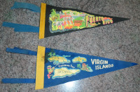 2 vintage pennants - Puerto Rico + Virgin Islands - $40 for both