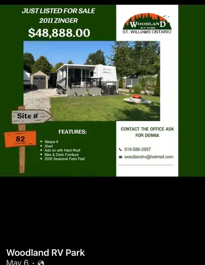 Price Drop!!! Summer Getaway! CrossRoads Zinger & Premium Site at Woodland RV Park Skip the multi-ye...