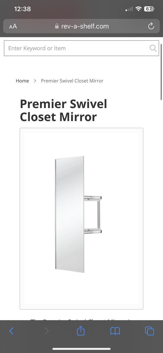 Premier swivel closet mirror in Home Décor & Accents in City of Toronto
