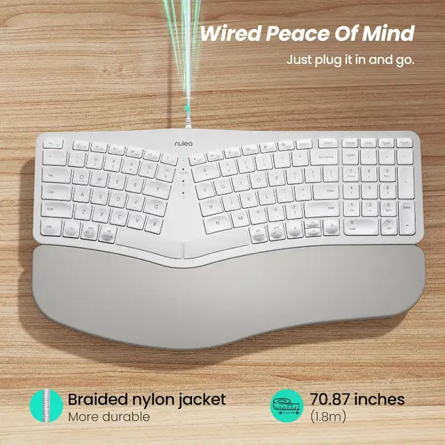 Wired Ergonomic Keyboard - White in Mice, Keyboards & Webcams in City of Toronto - Image 5