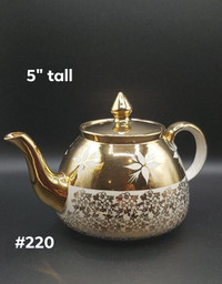 Staffordshire China White/Gold Teapot