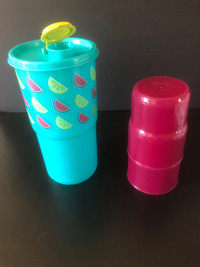 Tupperware container and cups