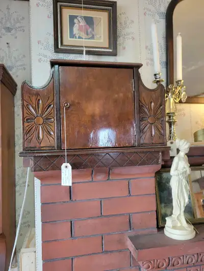 Antique Ornate Wood Smokers Cabinet., View more