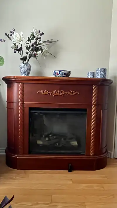 Grandiose foyer électrique en bois, fonctionne parfaitement. Viens avec une manette. 60” Large x 45”...