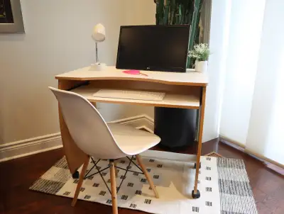 Wheeled Computer Desk with FREE White Eiffel Chair, View more