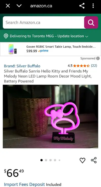 Silver Buffalo My Melody Lamp, View more