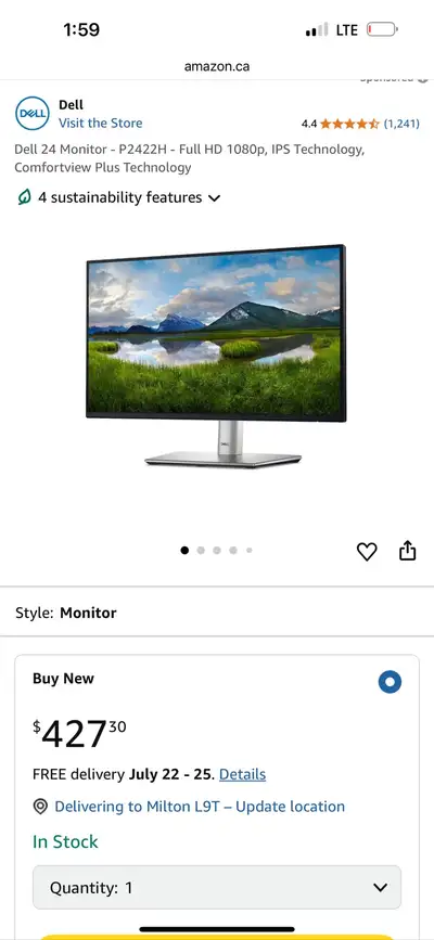 DELL P2422H monitor NEW, View more