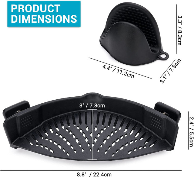 Sink Strainer with Oven Grip Mitts, Silicone - Black - Brand New in Kitchen & Dining Wares in Oakville / Halton Region - Image 2