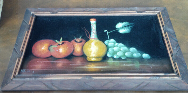Mexican Original Oil Velvet Painting by Neverez, Still Life in Arts & Collectibles in Stratford