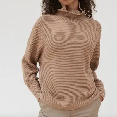 BABATON Aritzia Turtleneck Ribbed Wool Linen Sweater, Small, View more