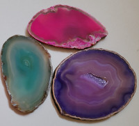 Natural Sliced Geode Polished Crystal Stones - 3 pieces