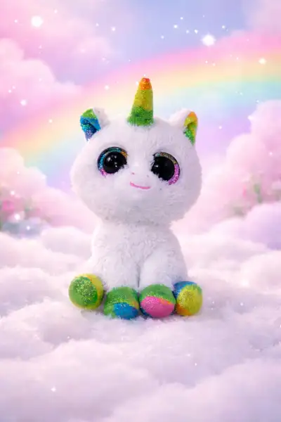 This adorable Ty Beanie Boo unicorn plush toy features sparkly eyes and a rainbow horn, making it a...