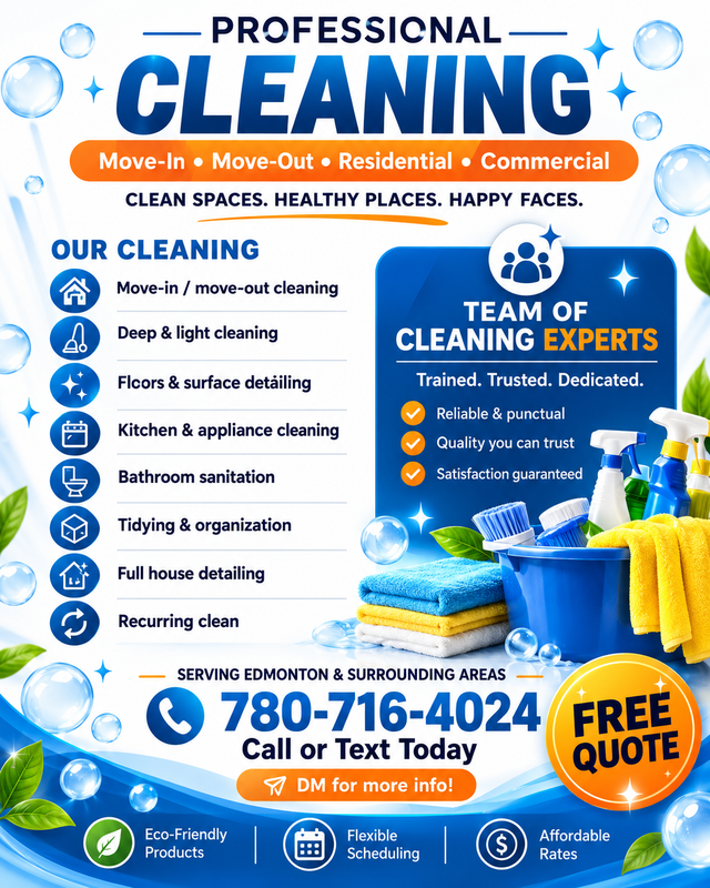 Cleaning in Edmonton | Move-In/Out, Deep/Light, House & Office