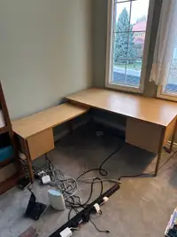 Wood Desk with Filing Cabinet