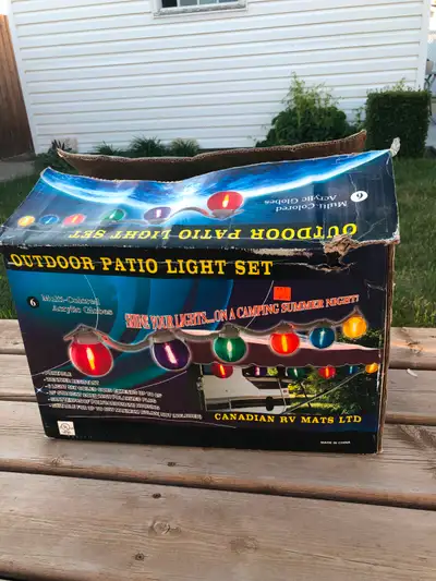 Outdoor Patio "6" multicolored light set with coiled cord, extends up to 25' Perfect for RV awning....