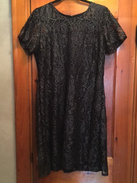 Ladies Black with Silver Lace Dress (size 16) NEW