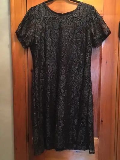 Ladies Black with Silver Lace Dress (size 16) NEW, View more