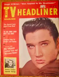RARE VINTAGE 1958 TV HEADLINER MAGAZINE W/ ELVIS PRESLEY COVER