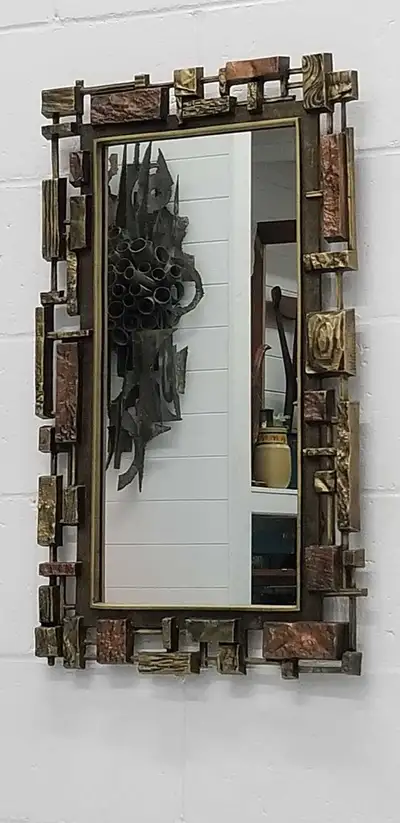 Mid-century brutalist wall mirror (decorative mirror), View more