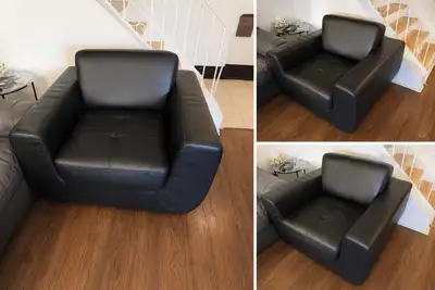 Modern Black Leather Accent Chair, View more