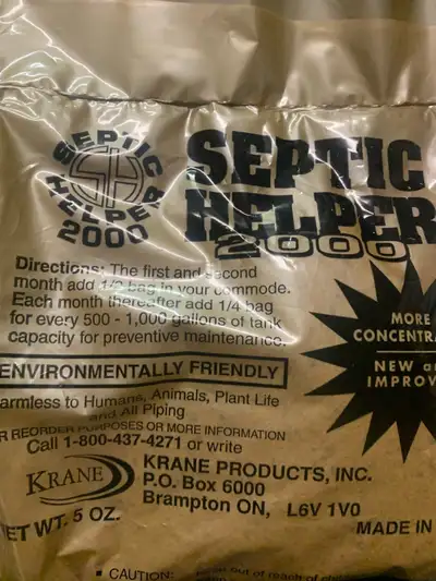 Have a case of septic 3000. Great for outhouse / cottage. Retails for 60. Plus a bag. 20 bags in the...