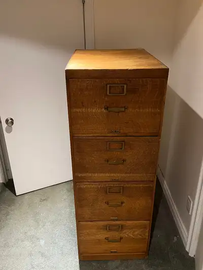 Antique mission oak file cabinet, View more