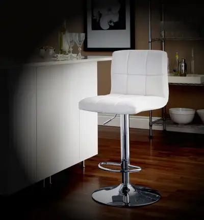 For Living Chrome PU Tufted Leather Adjustable Bar Stool, View more