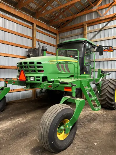 2017 JD W155 (Macdon) swather c/w 40’ header. Dbl knife,split pu reel. Atu 300 Auto steer. 873 eng,...