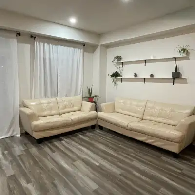 real leather couch and loveseat , View more