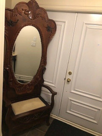 Antique Entree bench with mirror