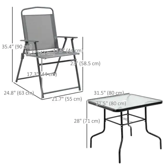 5 Pieces Patio Table and Chairs, Outdoor Dining Set with 4 Fold in Patio & Garden Furniture in Markham / York Region - Image 4