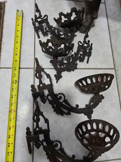 CAST IRON SCONCES. CAST IRON OIL LAMP., View more