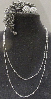 "BLACK TIE AFFAIR", NEW TRIO OF BEADED BLACK JEWELLERY