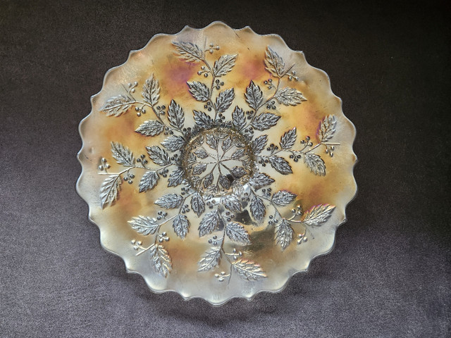 **Less Common** HOLLY by FENTON carnival glass plate in Arts & Collectibles in Fredericton
