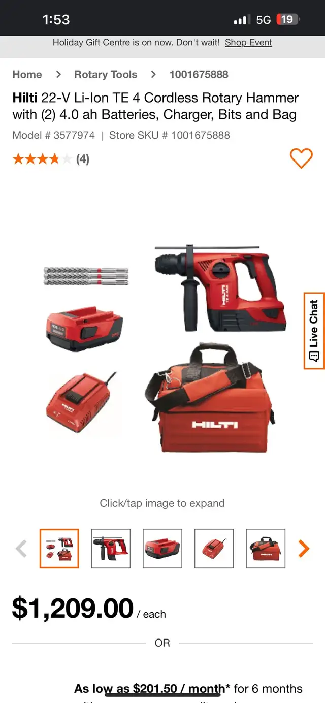 HILTI 22V TE 4-A18 CORDLESS HAMMER DRILL TOOL ONLY in Power Tools in City of Toronto - Image 8