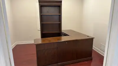 Large Executive Office Desk with Matching Bookcase / Hutch, View more