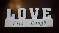 WOODEN SIGN  -  'LIVE LAUGH LOVE'