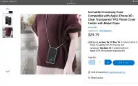 iPhone XR crossbody strap with plastic case