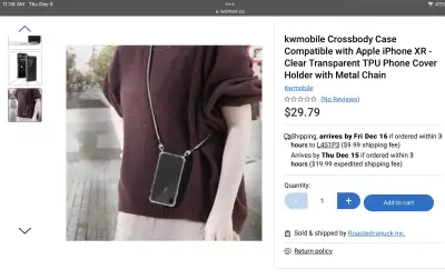 iPhone XR crossbody strap with plastic case, View more