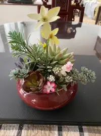 Beautiful Artificial Flowering  Cactus Plants in Ceramic Pot